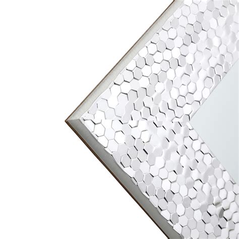 Silver Hexagon Textured Framed Leaner Mirror, 24x58