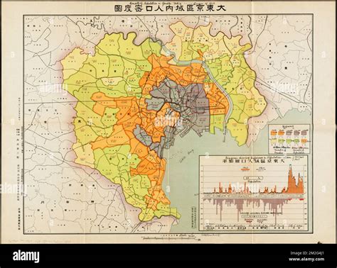 Density of population in greater Tokyo - census of 1926 , Tokyo Japan ...