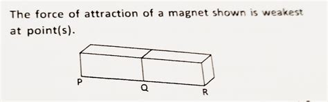 the force of attraction of a magnet shown is weakest point (s ...