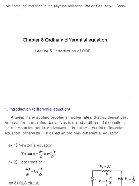 Image result for Ordinary Differential Equation Simple Example