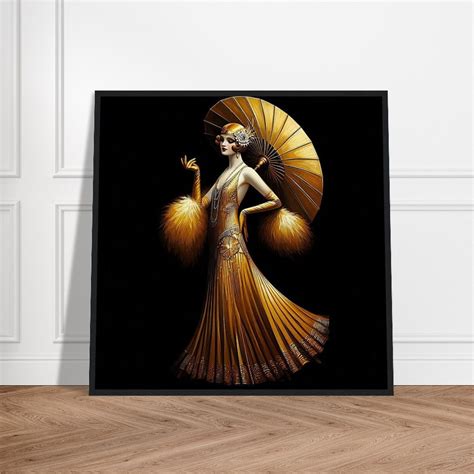 Art Deco Wall Decor "golden Umbrella" Printed on Premium Matte Paper ...