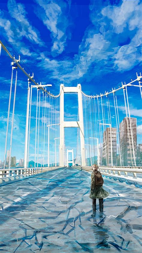 Download wallpaper 938x1668 girl, bridge, alone, cranny, art iphone 8/7 ...