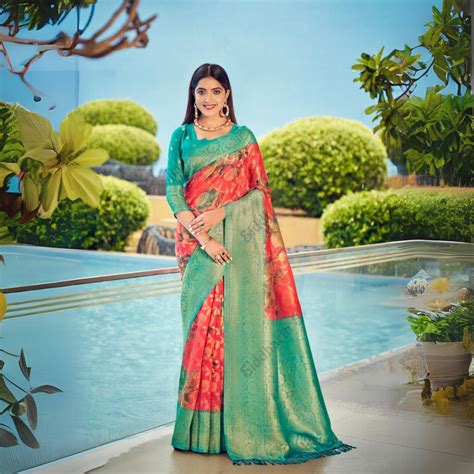 Soft Peach Zari Work Soft Banarasi Silk Saree – Kalyanja