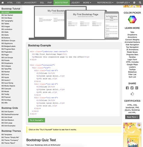 Bootstrap 4 JavaScript W3school 的图像结果