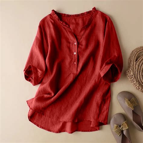 Pure Cotton Ruffled Neck Plain Top – THE DEER