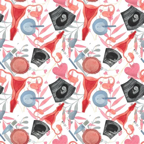 Ivf watercolor pattern in vitro fertilization uterus egg sperm positive ...