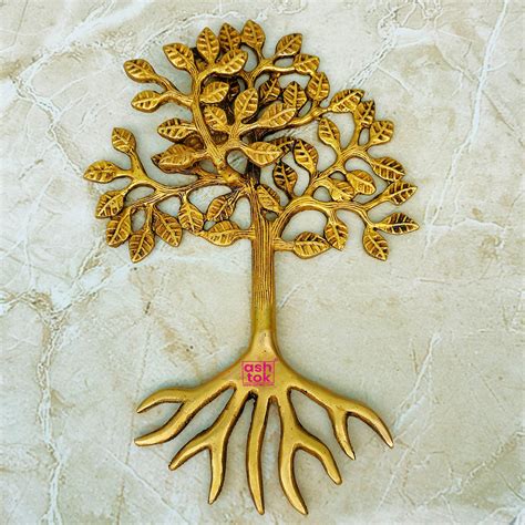 Brass Kalpavriksha Decorative Tree, Tree of Life with Roots – Ashtok