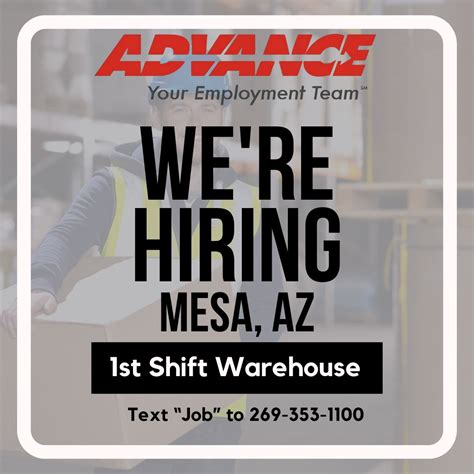 Advance Employment Staffing on LinkedIn: #jobopportunity #warehousejobs #mesaaz #nowhiring # ...