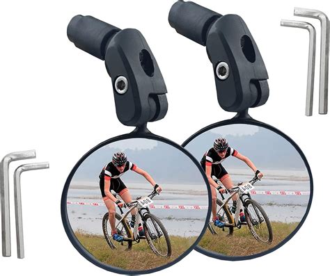THALOUS 2 Pieces Bar End Bike Mirror Rotatable Adjustable Bicycle Rear ...