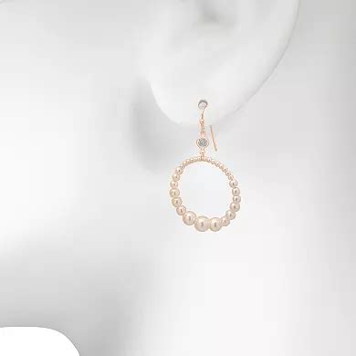 LC Lauren Conrad Rose Gold Tone Crystal & Simulated Pearl Open Circle ...