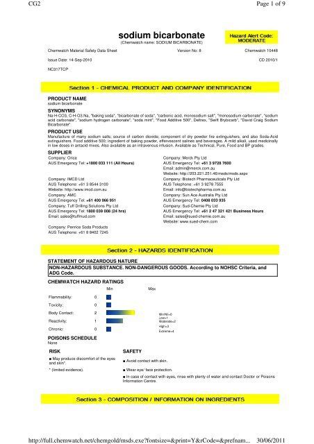 SAFETY DATA SHEET SODIUM BICARBONATE Plc, 54% OFF