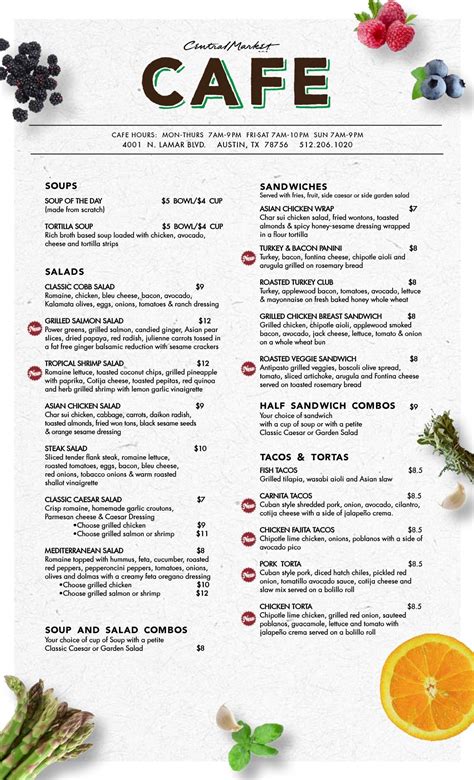 Cafe Menu - Central Market
