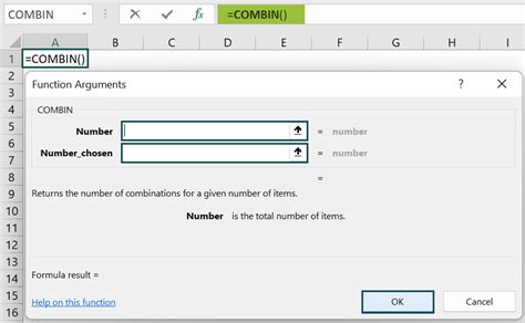 Image result for Combination Function Excel