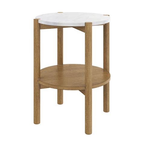 Tucker Mid-Century Round Side Table Faux Marble | Nathan James | Small ...