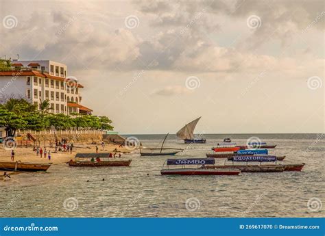 Traditional African Houseboats in the Port of the Capital of Zanzibar Stone Town Editorial Image ...