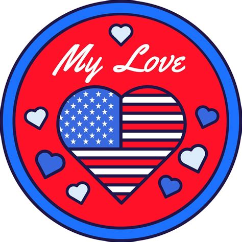 American Festive National Flag Sticker My Love 24222867 Vector Art at ...