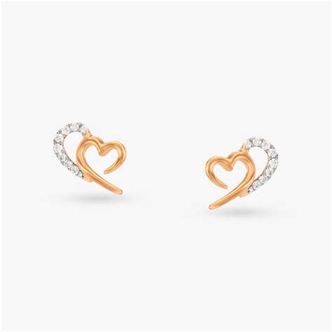 Sparkling Heart Diamond Stud Earrings