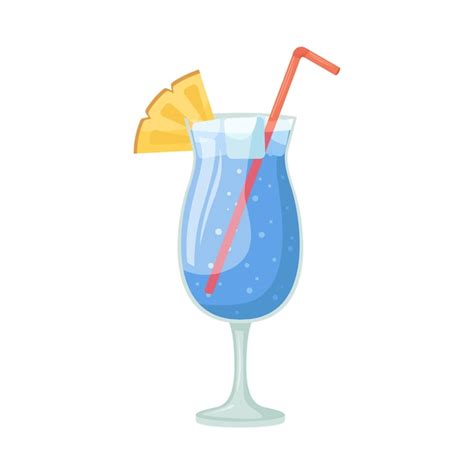 Ilustracja wektorowa klubowego koktajlu alkoholowego Blue Lagoon ...