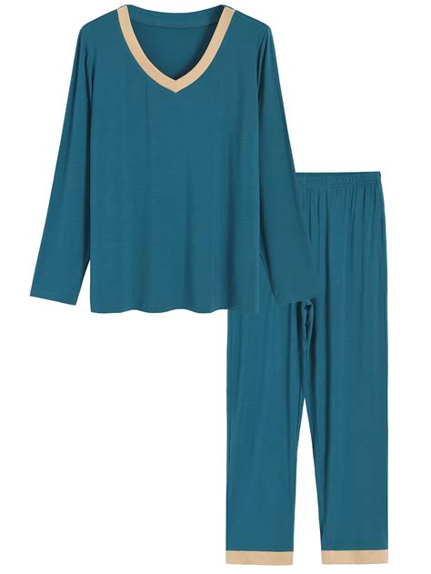 Women's Bamboo Viscose Long Sleeve Pajamas Set with Pockets – Latuza