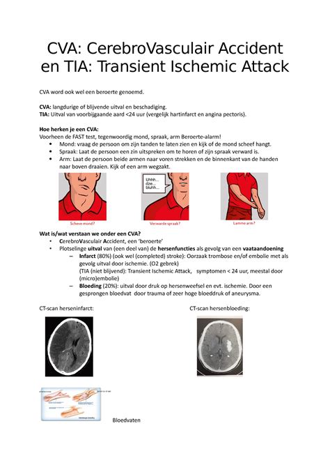 CVA - CVA en TIA - CVA: CerebroVasculair Accident en TIA: Transient Ischemic Attack CVA word ook ...