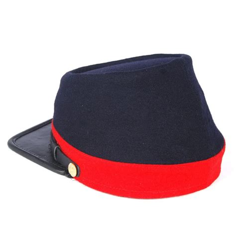 Civil War Union Artillery Leather Peak Plain Kepi, Navy Blue with Red ...