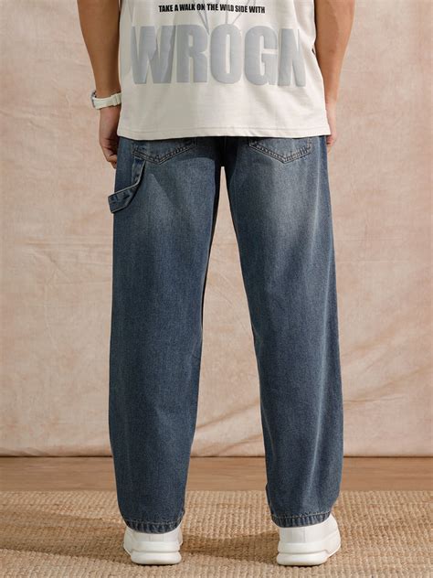 Shop Loose Fit Light Blue Jeans Mens Online | Wrogn