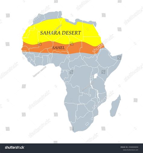 Vector Map Sahara Desert Sahel Zone Stock Vector (Royalty Free ...