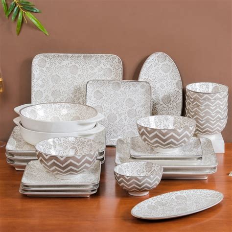 Printed Square Plates 24 Piece Dinner Set For 6 Online - Premium Dinner ...