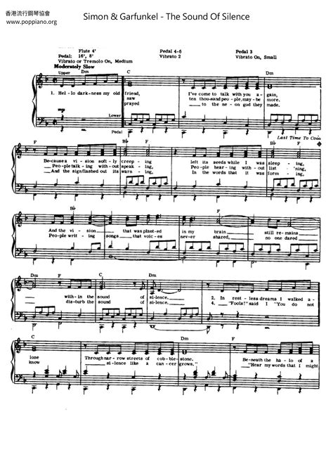 Simon & Garfunkel-The Sound Of Silence Sheet Music pdf, - Free Score Download ★