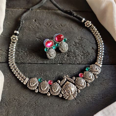 Shop German Silver Choker Necklace Set Online at Happy Pique