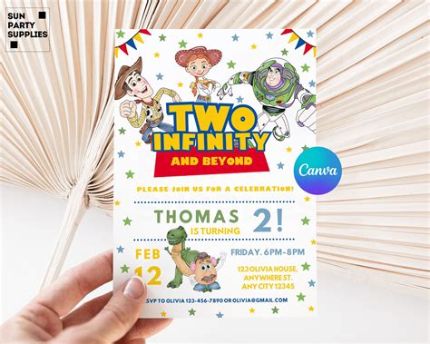 Editable Two Infinity and Beyond Birthday Invitation Toy Kids Birthday ...