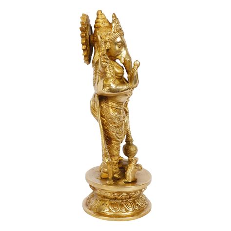 Buy Kartique Brass Standing Ganesh Ji Ki Murti Idol for Home Decor ...
