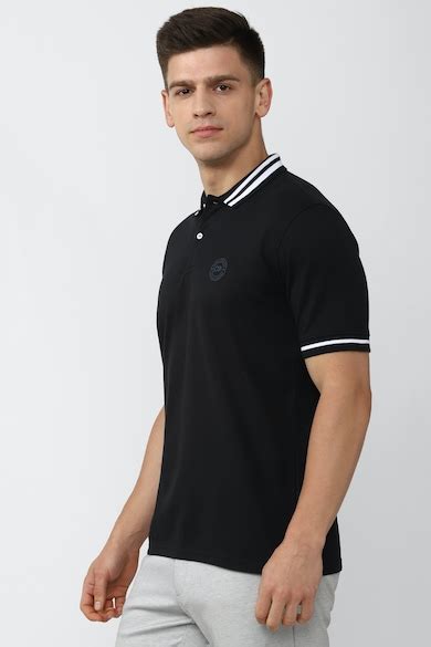 Buy Men Black Solid Polo Neck Polo T-Shirts Online - 759313 | Peter England