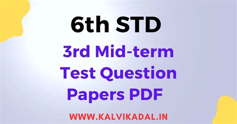 6th Standard 3rd Mid-term test Question Paper 2023
