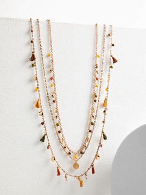 Buy PRITA Multi-Color Beaded Charm Tasselled Link Gold Plated Necklace ...