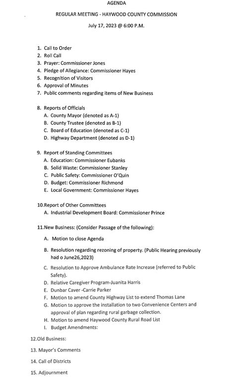 Haywood County Commission meeting – Haywood County, Tennessee