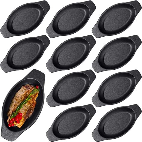 Amazon.com: Tioncy 10 Pcs 4 x 6 Inch Small Cast Iron Skillet Mini Oval ...