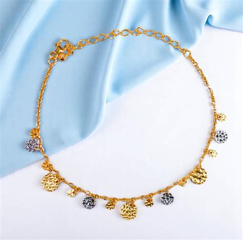 925 Sterling Silver Gold Plated Designer Charm Single Anklet For Women ...