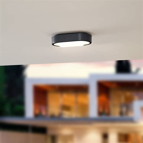 Lindby plafonnier d'extérieur LED Niniel, noir, 24 x 14 cm | Luminaire.fr