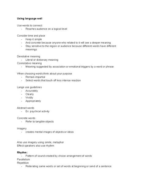 Comm notes - Using language well Use words to connect - Reaches ...
