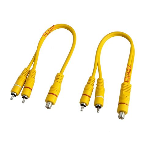 Ekaaz Rca Cable 1 Female To 2 Male Rca Speaker Splitter Dual Shielded ...