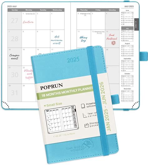 POPRUN Pocket Monthly Planner 2025-2026(Pocket- 4'' x 6.25'' Soft Cover ...