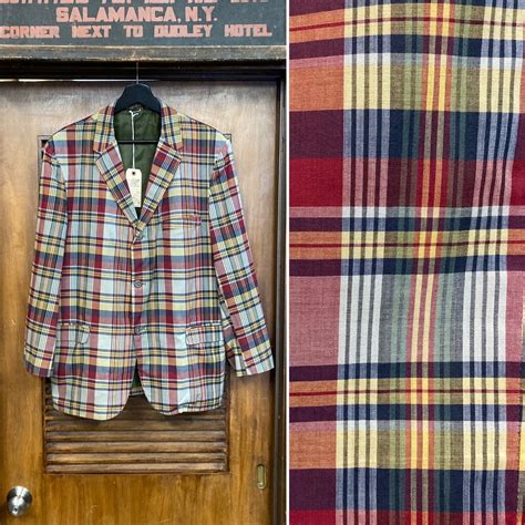 Vintage 1960’s Mod Ivy League Madras Plaid Cotton Sportcoat Blazer ...