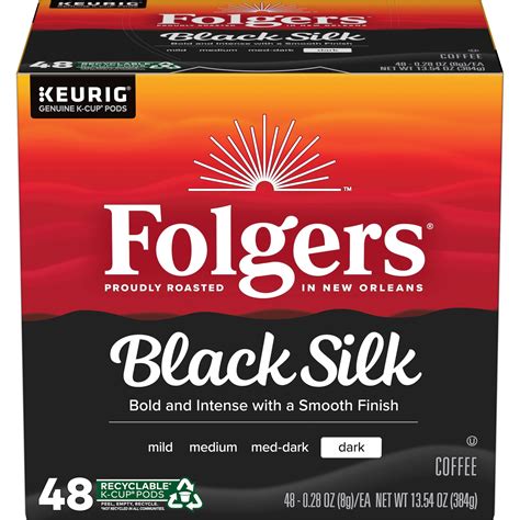 Folgers Black Silk, Dark Roast Coffee, Keurig K-Cup Pods, 48 Count Box ...