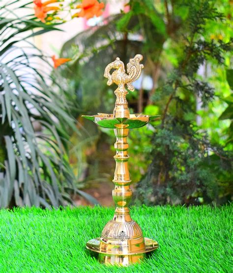 Buy Decoline India Brass Kuthu Vilakku/ Peacock samai Diya Traditional ...