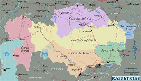 Large detailed road and administrative map of Kazakhstan regions. Kazakhstan regions large ...