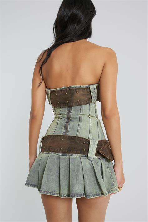 Shop Chelsea Denim Kilt Mini Dress | Jaded London | Clothing