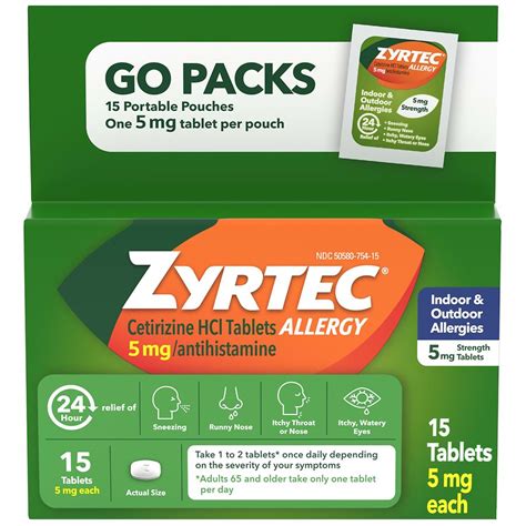 Zyrtec 24 Hour Allergy Relief Tablets, 5 mg Cetirizine HCl | Walgreens