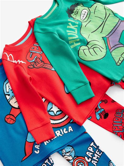 Buy Marvel Red/Green/Blue Snuggle Pyjamas 3 Pack (9mths-8yrs) from Next ...