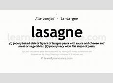 Lasagne pronunciation and definition   YouTube